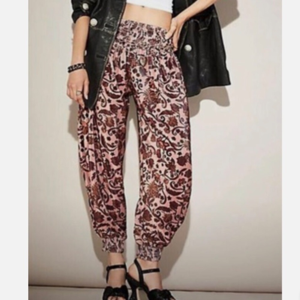 Free People Floral Velvet Harem Pants